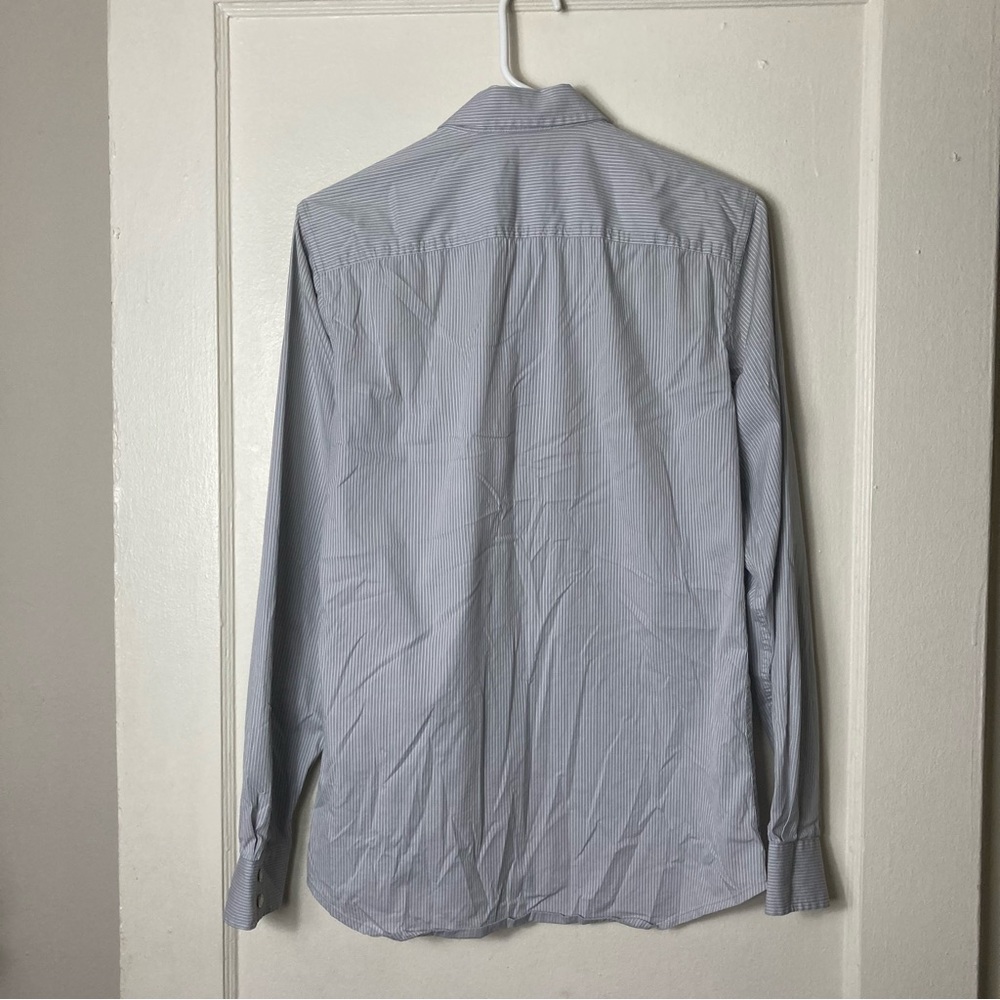 Armani Exchange gray textured stripe snap button up shirt mens S slim - Picture 10 of 11